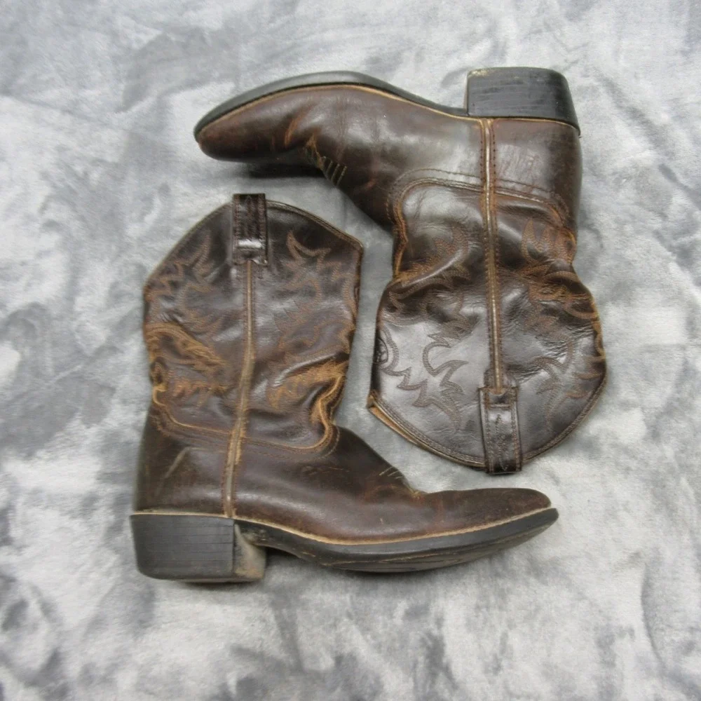 Ariat Heritage Cowboy Boots Youth 3 Brown Leather Western Rodeo Southwestern